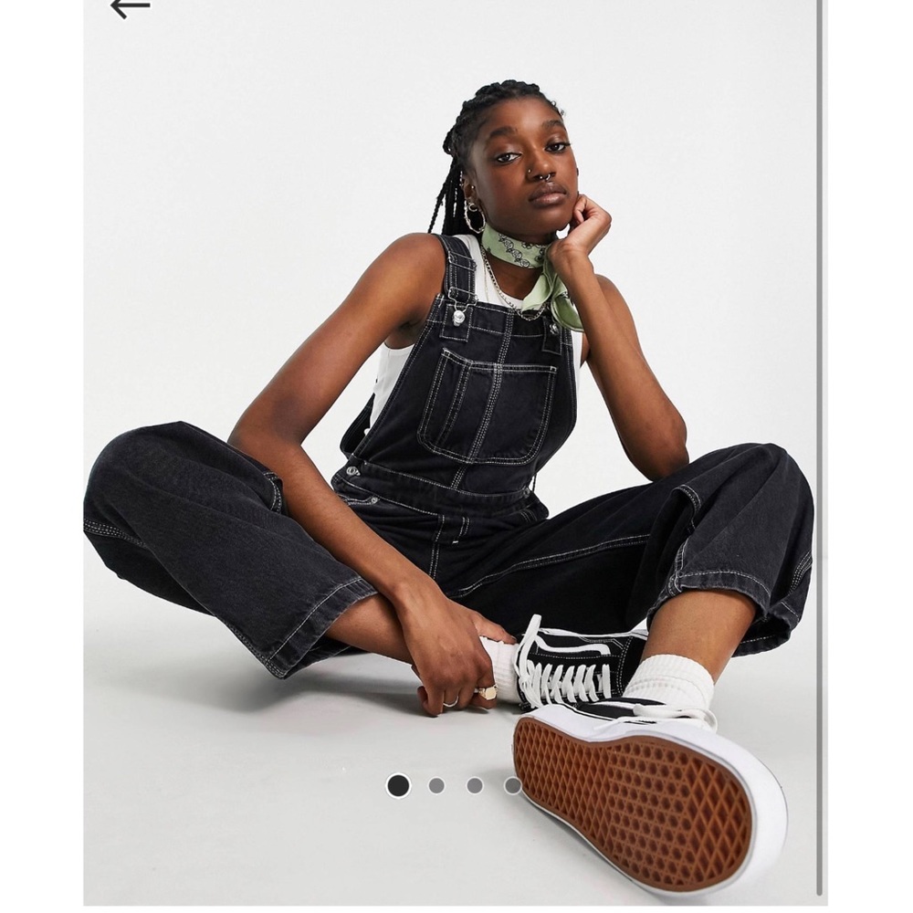 Topshop carpenter overalls in washed black US 12